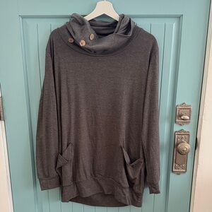 Cozy Charcoal Women's Cowl Neck Sweater